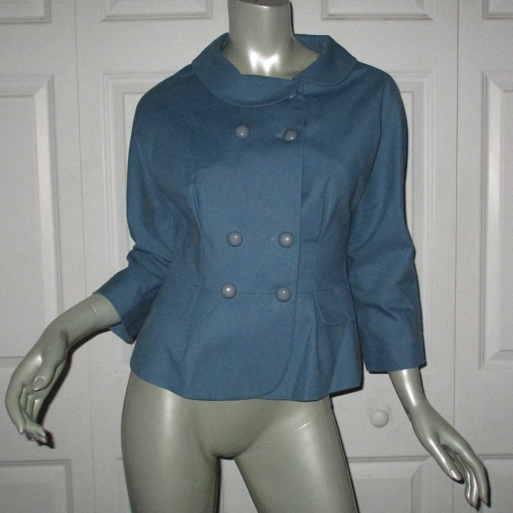 MOSCHINO Cheap & Chic Teal Green Cropped Jacket Size 8 Italy